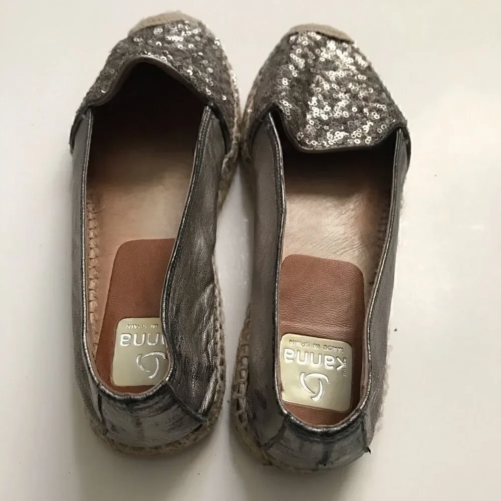 * Kenna * silver sequin espadrille flats